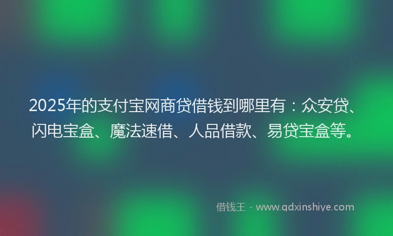 2025年的支付宝网商贷借钱到哪里有：众安贷、闪电宝盒、魔法速借、人品借款、易贷宝盒等。