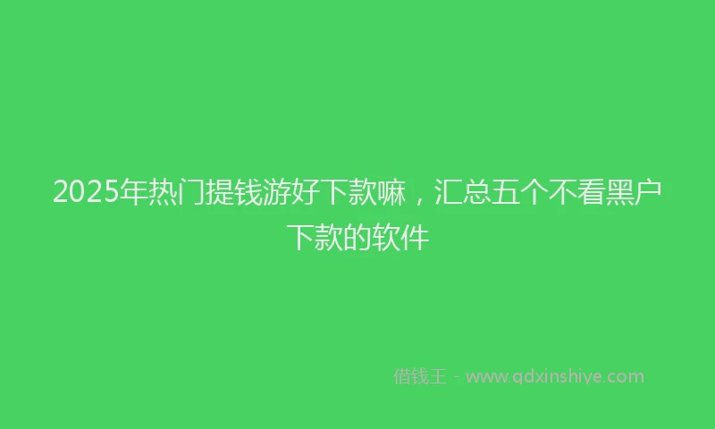 2025年热门提钱游好下款嘛，汇总五个不看黑户下款的软件