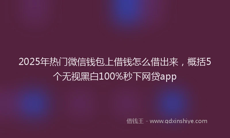 2025年热门微信钱包上借钱怎么借出来，概括5个无视黑白100%秒下网贷app