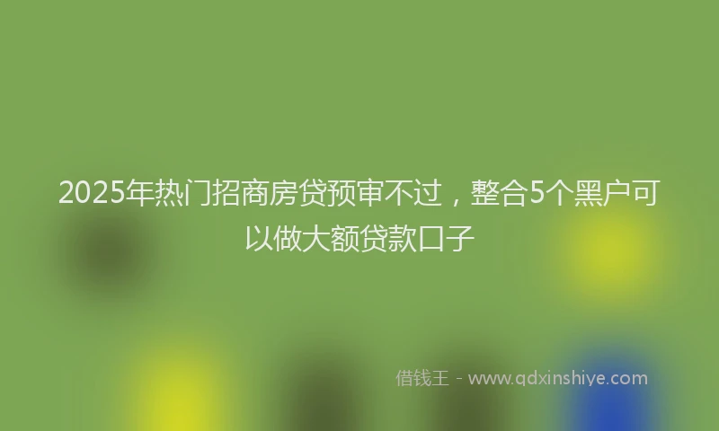 2025年热门招商房贷预审不过，整合5个黑户可以做大额贷款口子