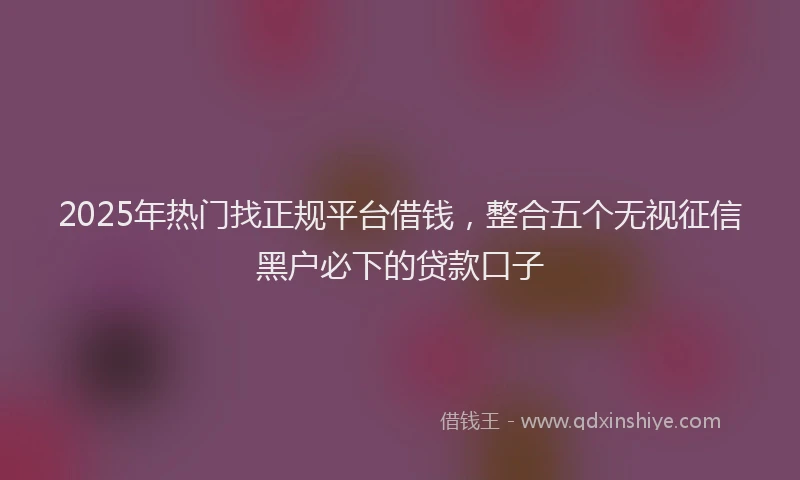 2025年热门找正规平台借钱，整合五个无视征信黑户必下的贷款口子