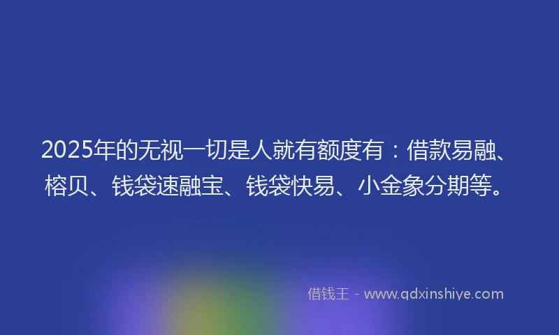 2025年的无视一切是人就有额度有：借款易融、榕贝、钱袋速融宝、钱袋快易、小金象分期等。