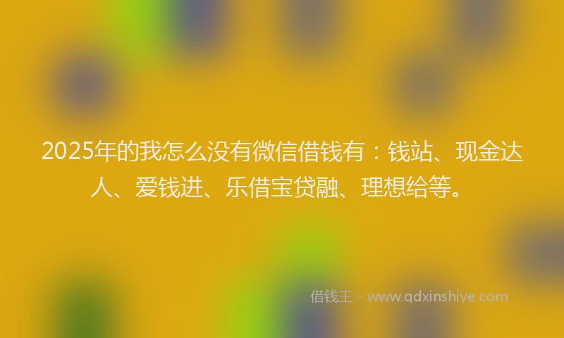 2025年的我怎么没有微信借钱有：钱站、现金达人、爱钱进、乐借宝贷融、理想给等。