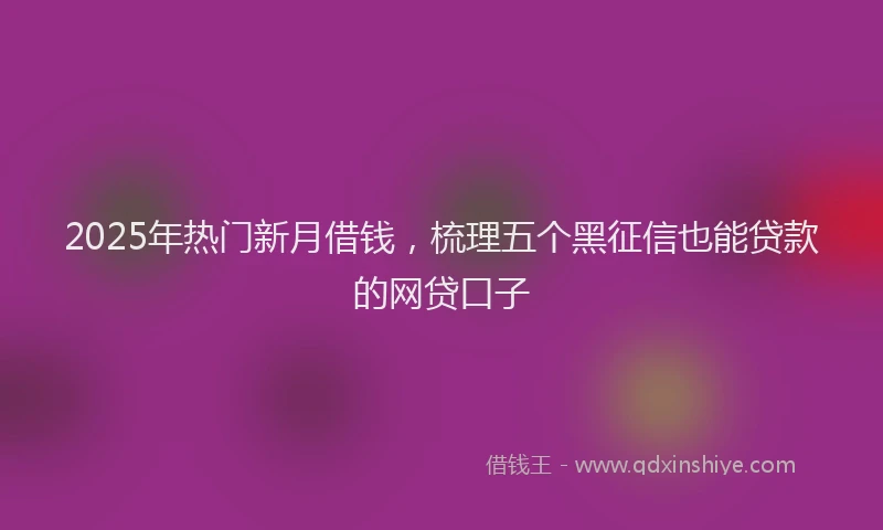2025年热门新月借钱，梳理五个黑征信也能贷款的网贷口子