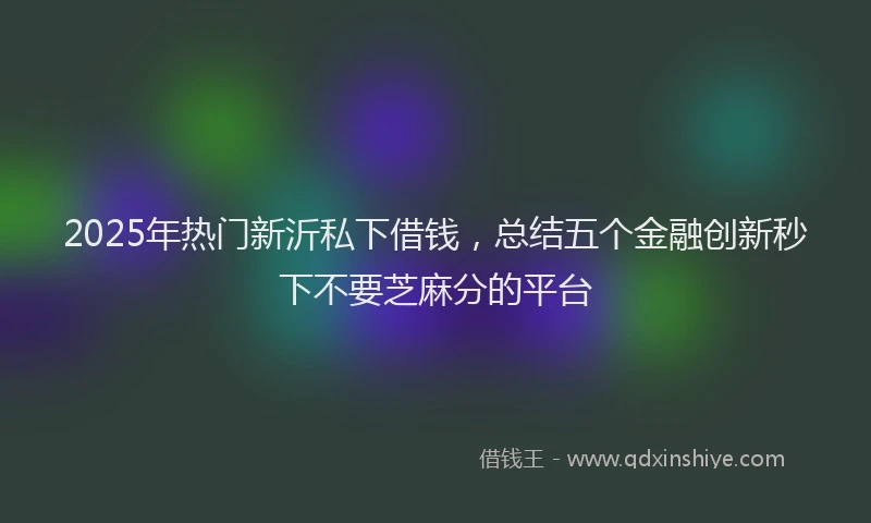 2025年热门新沂私下借钱，总结五个金融创新秒下不要芝麻分的平台