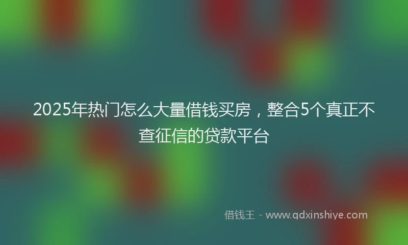 2025年热门怎么大量借钱买房，整合5个真正不查征信的贷款平台