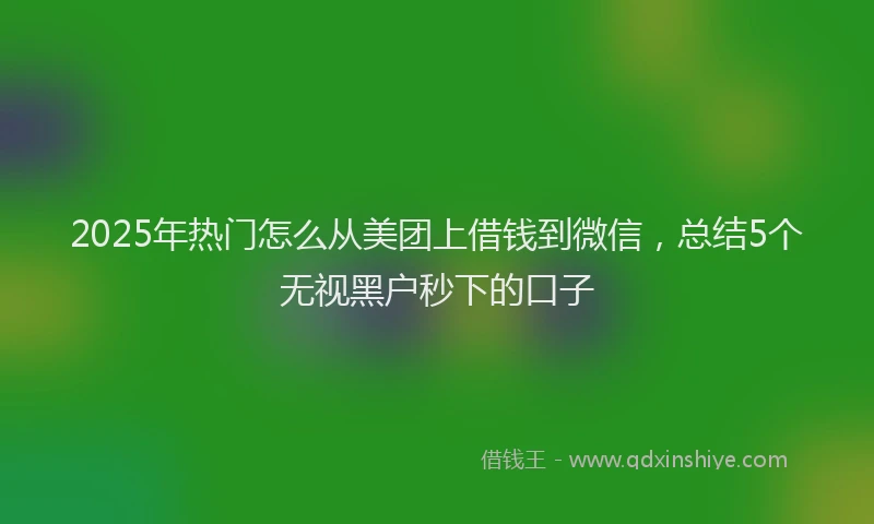 2025年热门怎么从美团上借钱到微信，总结5个无视黑户秒下的口子