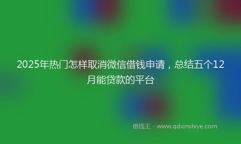 2025年热门怎样取消微信借钱申请，总结五个12月能贷款的平台