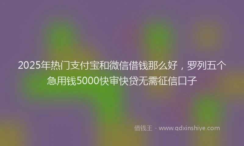 2025年热门支付宝和微信借钱那么好，罗列五个急用钱5000快审快贷无需征信口子