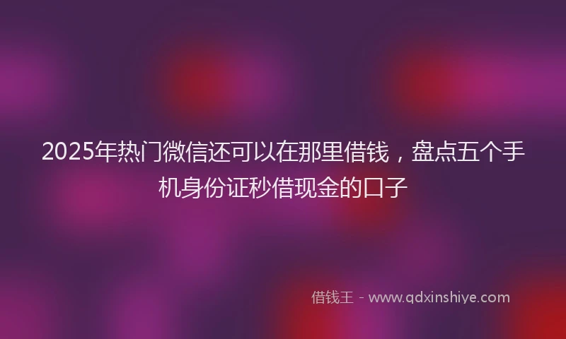2025年热门微信还可以在那里借钱，盘点五个手机身份证秒借现金的口子