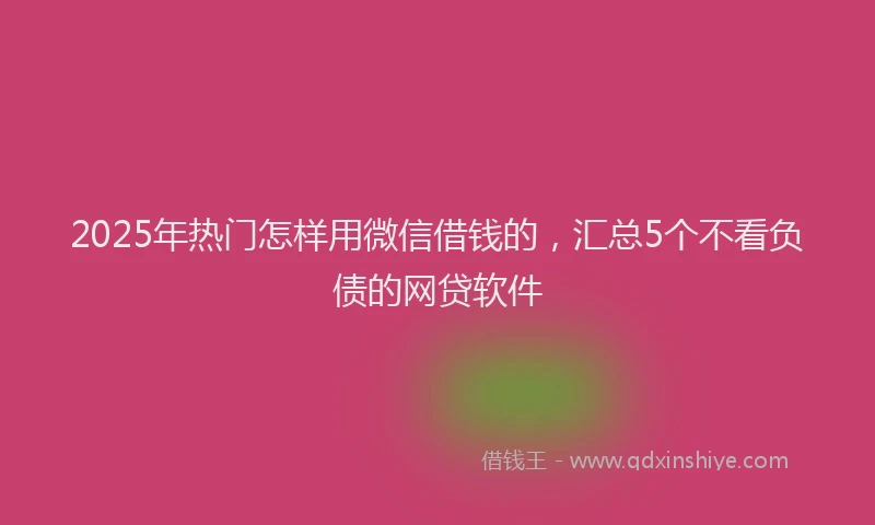2025年热门怎样用微信借钱的，汇总5个不看负债的网贷软件