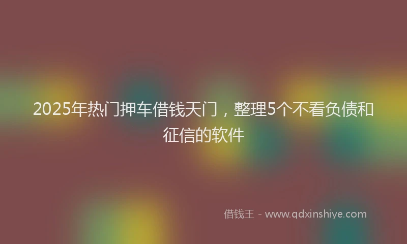 2025年热门押车借钱天门，整理5个不看负债和征信的软件