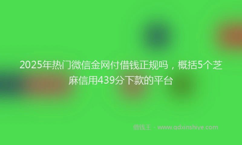 2025年热门微信金网付借钱正规吗，概括5个芝麻信用439分下款的平台