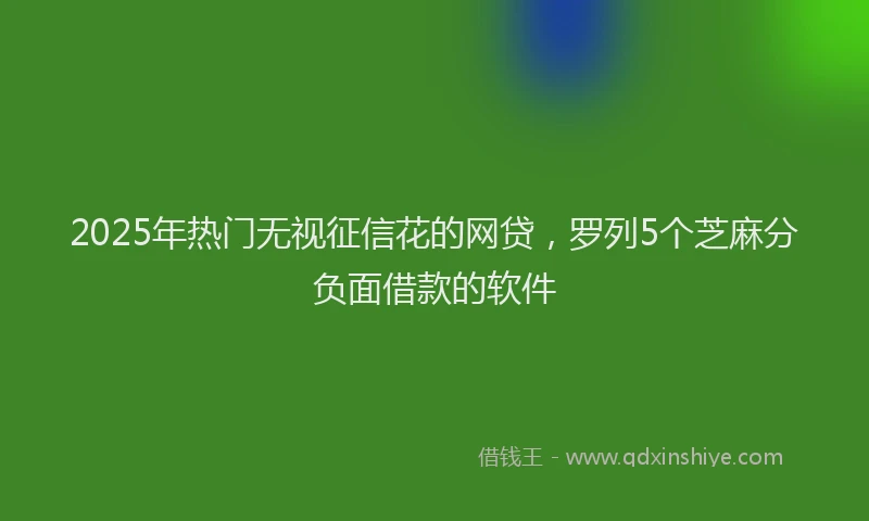 2025年热门无视征信花的网贷，罗列5个芝麻分负面借款的软件