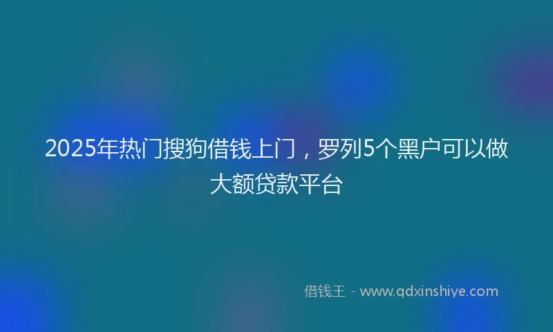 2025年热门搜狗借钱上门，罗列5个黑户可以做大额贷款平台