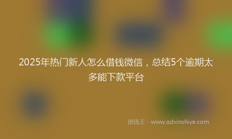 2025年热门新人怎么借钱微信，总结5个逾期太多能下款平台