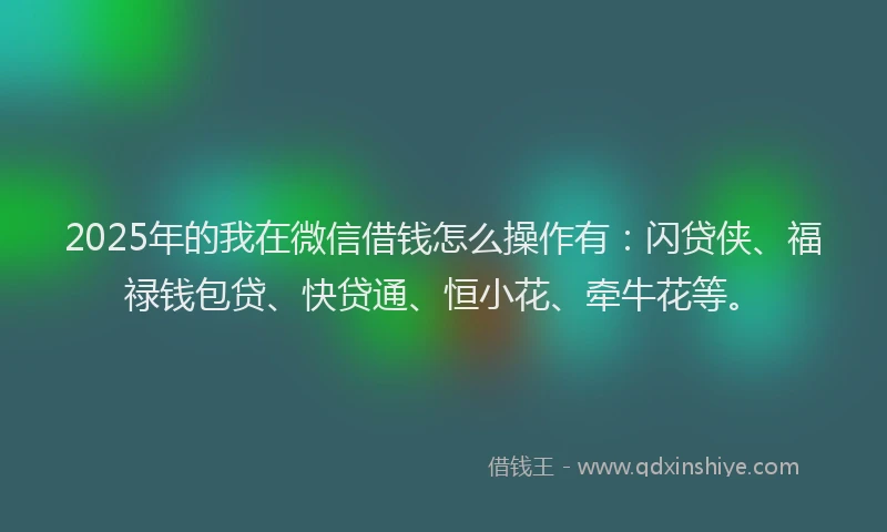 2025年的我在微信借钱怎么操作有：闪贷侠、福禄钱包贷、快贷通、恒小花、牵牛花等。