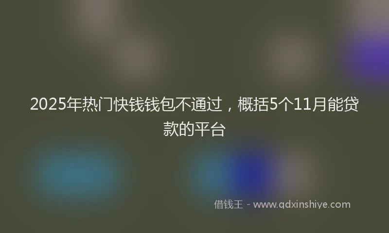 2025年热门快钱钱包不通过，概括5个11月能贷款的平台