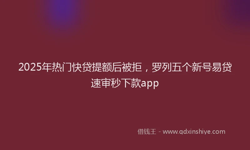 2025年热门快贷提额后被拒，罗列五个新号易贷速审秒下款app