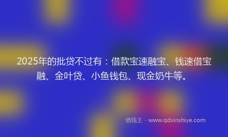 2025年的批贷不过有：借款宝速融宝、钱速借宝融、金叶贷、小鱼钱包、现金奶牛等。