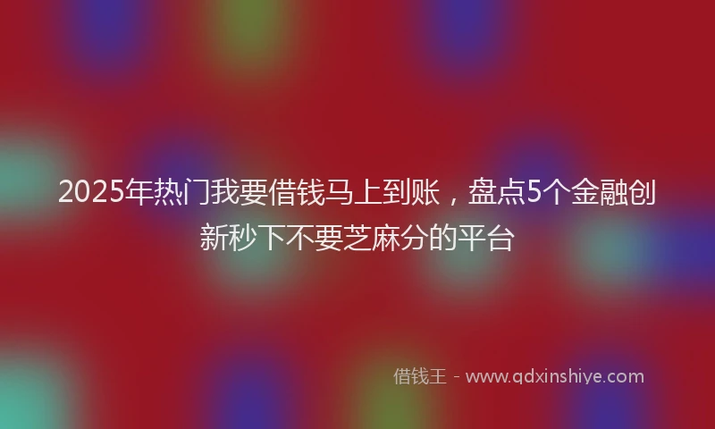 2025年热门我要借钱马上到账，盘点5个金融创新秒下不要芝麻分的平台