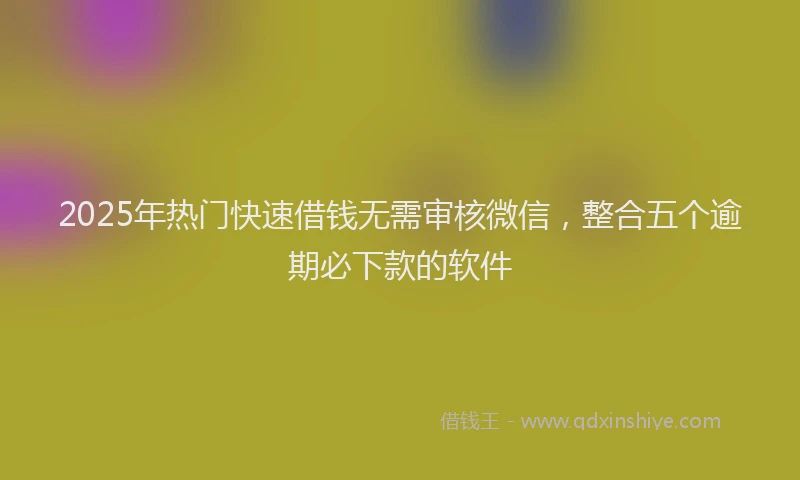 2025年热门快速借钱无需审核微信，整合五个逾期必下款的软件
