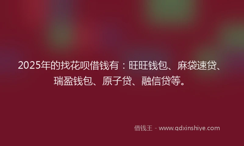 2025年的找花呗借钱有：旺旺钱包、麻袋速贷、瑞盈钱包、原子贷、融信贷等。