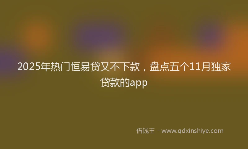 2025年热门恒易贷又不下款，盘点五个11月独家贷款的app