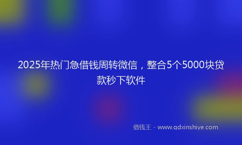 2025年热门急借钱周转微信，整合5个5000块贷款秒下软件