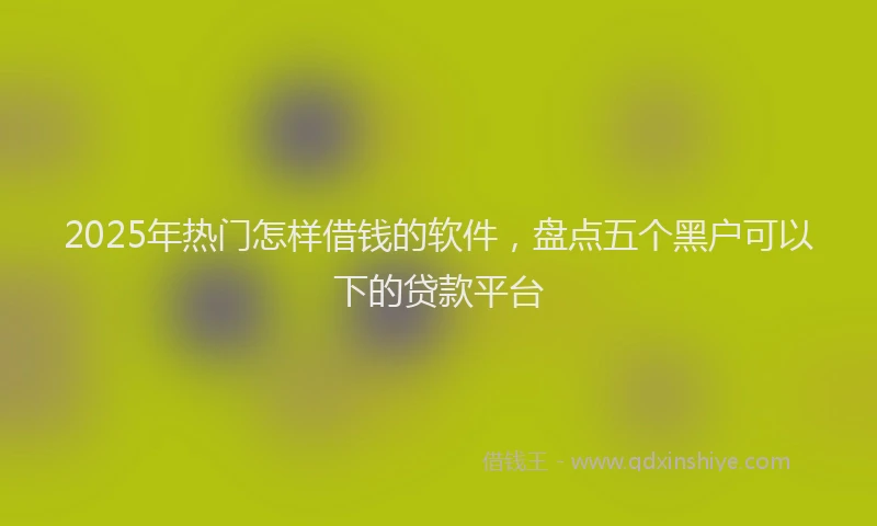 2025年热门怎样借钱的软件，盘点五个黑户可以下的贷款平台