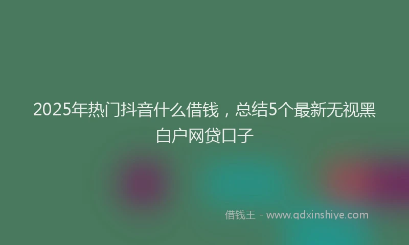 2025年热门抖音什么借钱，总结5个最新无视黑白户网贷口子