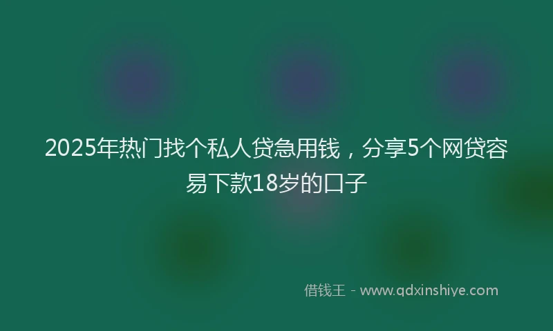 2025年热门找个私人贷急用钱，分享5个网贷容易下款18岁的口子