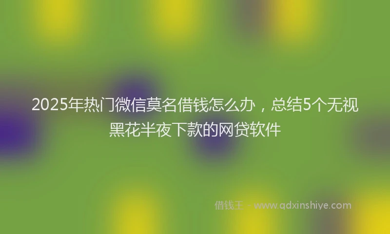 2025年热门微信莫名借钱怎么办，总结5个无视黑花半夜下款的网贷软件