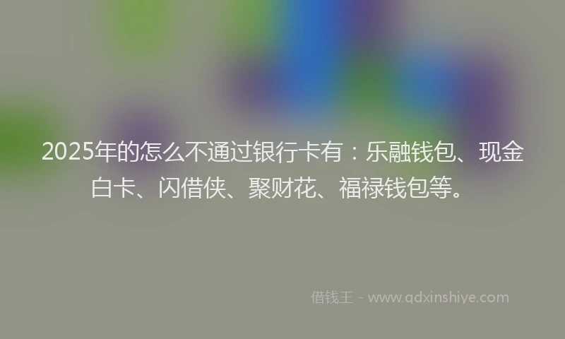 2025年的怎么不通过银行卡有：乐融钱包、现金白卡、闪借侠、聚财花、福禄钱包等。