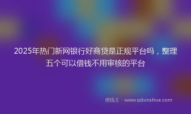 2025年热门新网银行好商贷是正规平台吗，整理五个可以借钱不用审核的平台