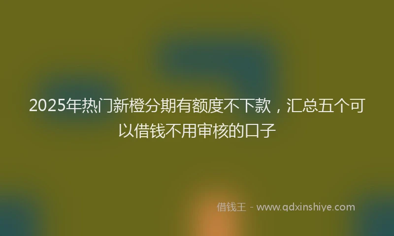 2025年热门新橙分期有额度不下款，汇总五个可以借钱不用审核的口子