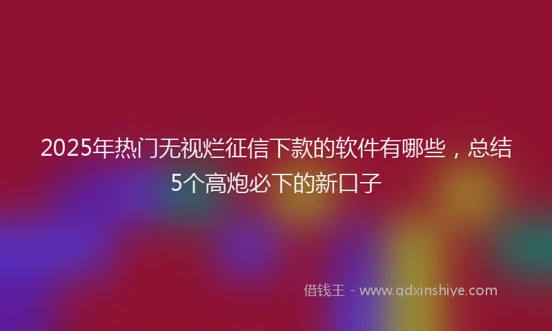 2025年热门无视烂征信下款的软件有哪些，总结5个高炮必下的新口子