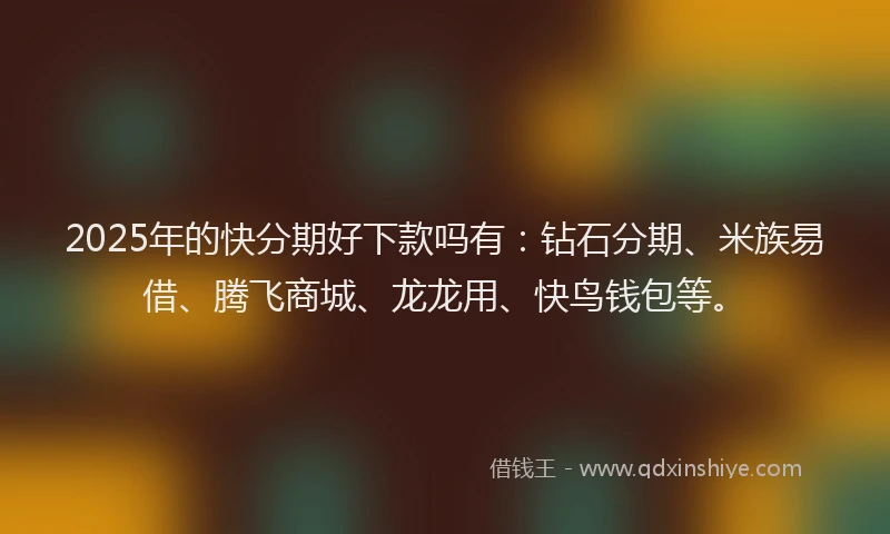 2025年的快分期好下款吗有：钻石分期、米族易借、腾飞商城、龙龙用、快鸟钱包等。