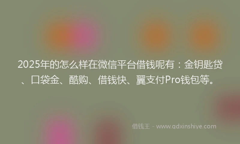 2025年的怎么样在微信平台借钱呢有：金钥匙贷、口袋金、酷购、借钱快、翼支付Pro钱包等。