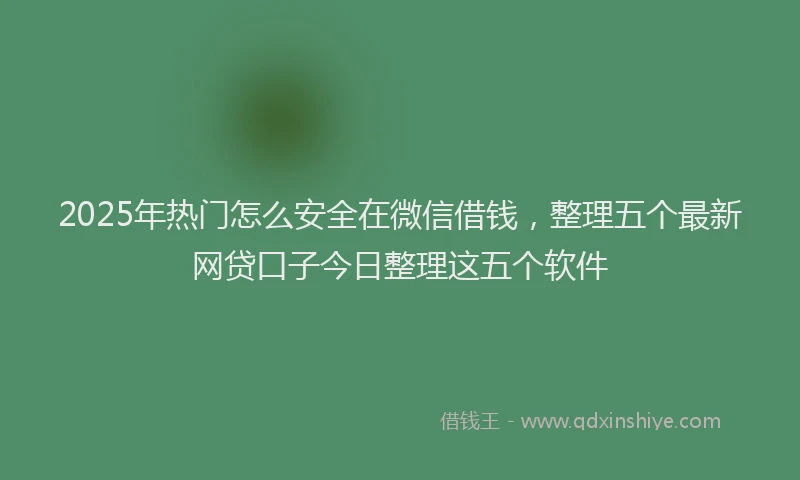 2025年热门怎么安全在微信借钱，整理五个最新网贷口子今日整理这五个软件