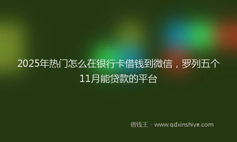 2025年热门怎么在银行卡借钱到微信，罗列五个11月能贷款的平台
