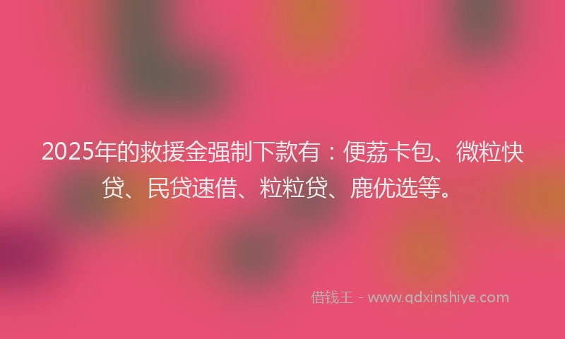 2025年的救援金强制下款有：便荔卡包、微粒快贷、民贷速借、粒粒贷、鹿优选等。