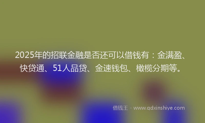 2025年的招联金融是否还可以借钱有：金满盈、快贷通、51人品贷、金速钱包、橄榄分期等。