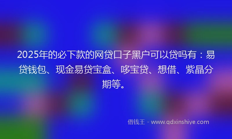 2025年的必下款的网贷口子黑户可以贷吗有：易贷钱包、现金易贷宝盒、哆宝贷、想借、紫晶分期等。