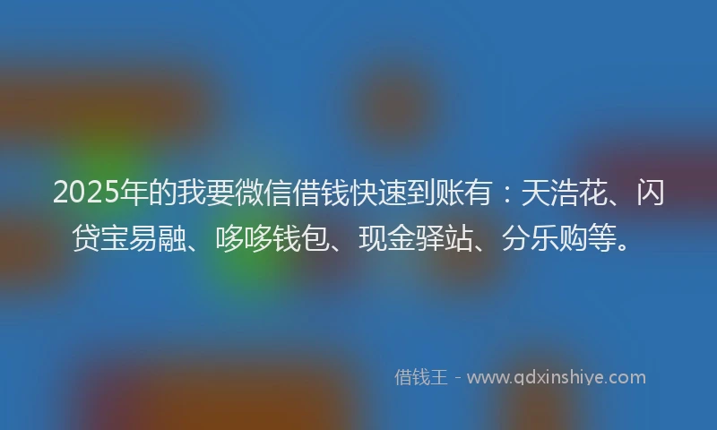 2025年的我要微信借钱快速到账有：天浩花、闪贷宝易融、哆哆钱包、现金驿站、分乐购等。