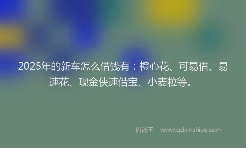 2025年的新车怎么借钱有：橙心花、可易借、易速花、现金侠速借宝、小麦粒等。