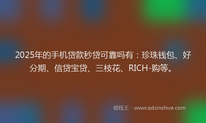 2025年的手机贷款秒贷可靠吗有：珍珠钱包、好分期、信贷宝贷、三枝花、RICH-购等。