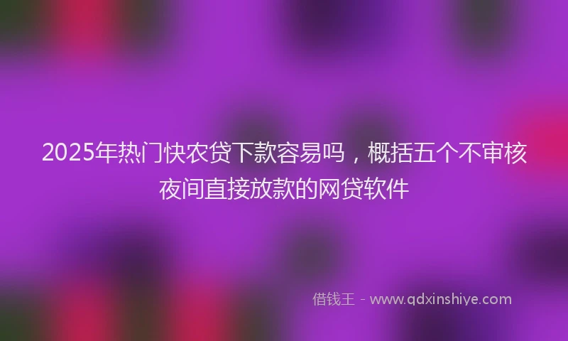 2025年热门快农贷下款容易吗，概括五个不审核夜间直接放款的网贷软件