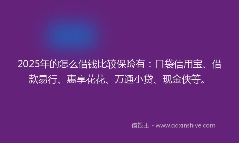 2025年的怎么借钱比较保险有：口袋信用宝、借款易行、惠享花花、万通小贷、现金侠等。
