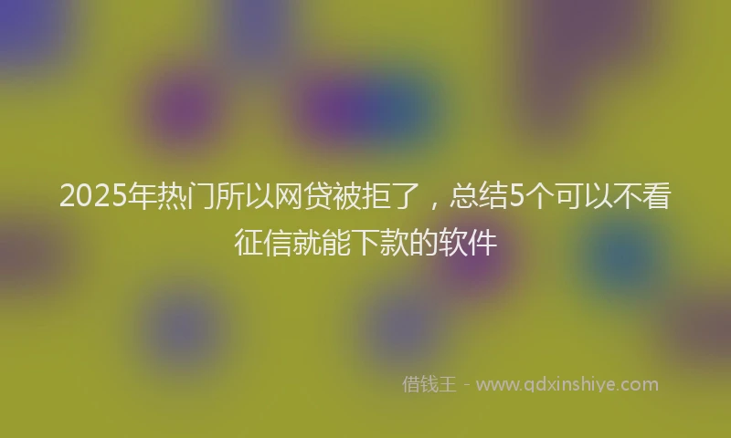 2025年热门所以网贷被拒了，总结5个可以不看征信就能下款的软件